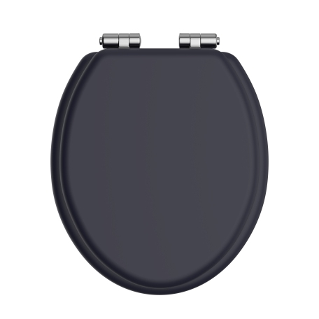 Heritage Bathrooms Soft Close Quick Release Toilet Seat & Cover Midnight Blue With Chrome Hinges TSMID101SC