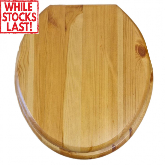 Choice Solid Wood Standard Close Toilet Seat & Cover Antique Pine With Gold Hinges CH.506340