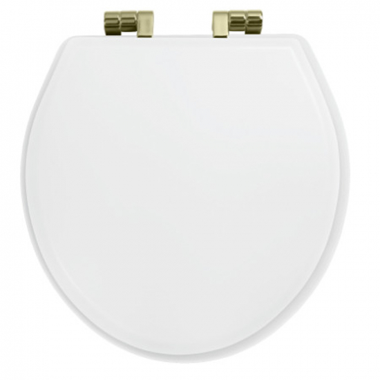 Imperial Bathrooms Astoria Deco Windsor Soft Close Toilet Seat & Cover White With Antique Gold Hinges XT50000210NSB