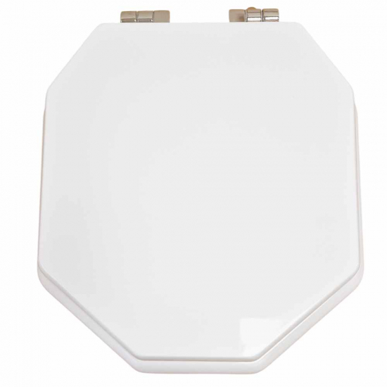 Imperial Bathrooms Astoria Original Soft Close Toilet Seat & Cover White With Polished Nickel Hinges XA50000310NSB