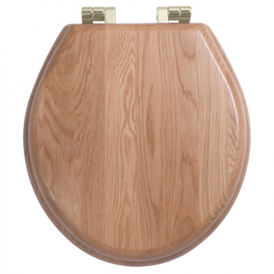 Imperial Bathrooms Astoria Deco Oval Soft Close Toilet Seat & Cover Natural Oak With Brushed Nickel Hinges XX50008520NSB