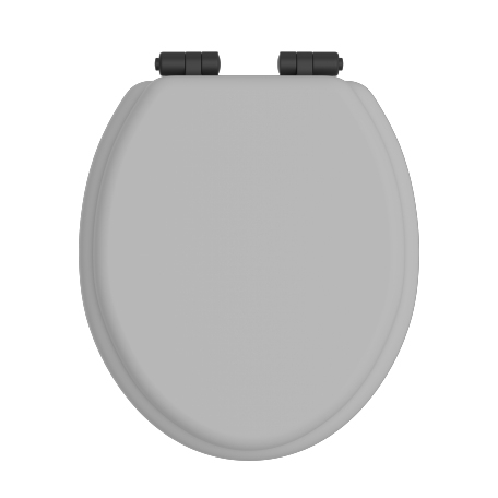 Heritage Bathrooms Soft Close Quick Release Toilet Seat & Cover Dove Grey With Matt Black Hinges TSDGR105SC