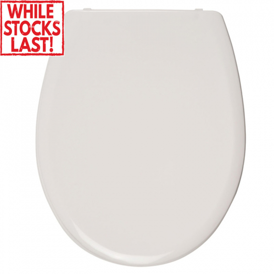 Celmac Neon Standard Close Toilet Seat & Cover With Plastic Bottom Fix Hinge White 20120453