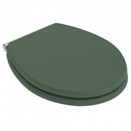 Hudson Reed Richmond Wooden Soft Close Quick Release Toilet Seat & Cover Timeless Sand with Hunter Green LOS899