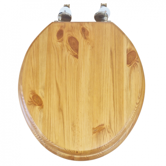 Choice Solid Wood Standard Close Toilet Seat & Cover Antique Pine With Gold Hinges CH.506341
