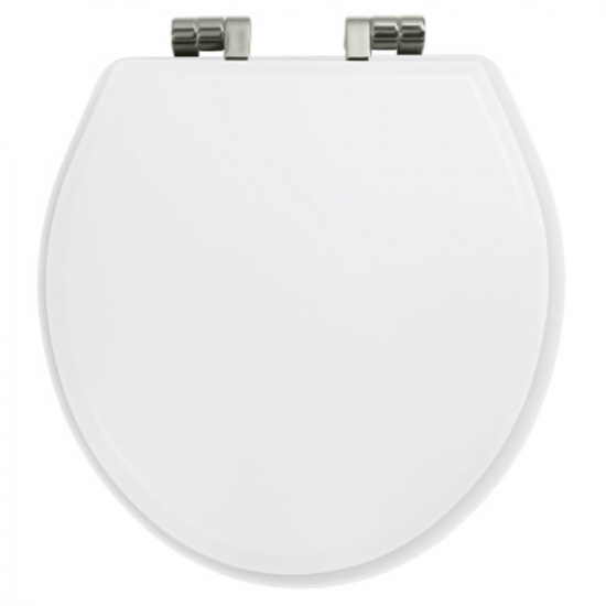 Imperial Bathrooms Astoria Deco Windsor Soft Close Toilet Seat & Cover White With Polished Nickel Hinges XT50000310NSB