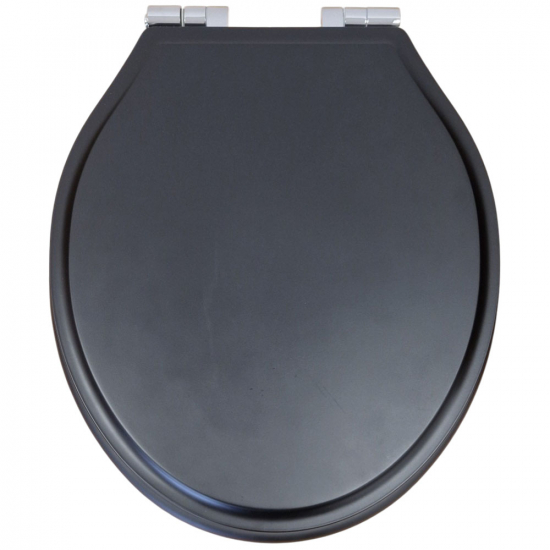 Tavistock Marston Slim Soft Close Quick Release Wooden Toilet Seat & Cover Black With Chrome Hinges DC4051-SF