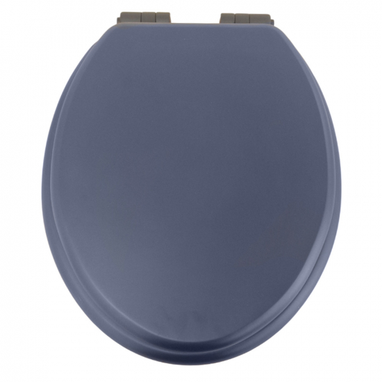 Heritage Bathrooms Soft Close Quick Release Toilet Seat & Cover Midnight Blue With Matt Black Hinges TSMID105SC