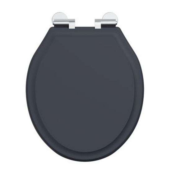 Tavistock Vitoria Soft Close Wooden Toilet Seat & Cover Matt Dark Grey With Chrome Hinges DC4004-SF