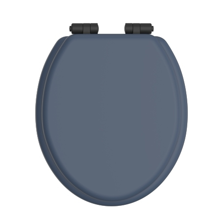 Heritage Bathrooms Soft Close Quick Release Toilet Seat & Cover Maritime Blue With Matt Black Hinges TSMBL105SC