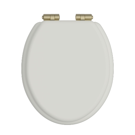 Heritage Bathrooms Soft Close Quick Release Toilet Seat & Cover Chantilly With Brushed Brass Hinges TSCHA104SC