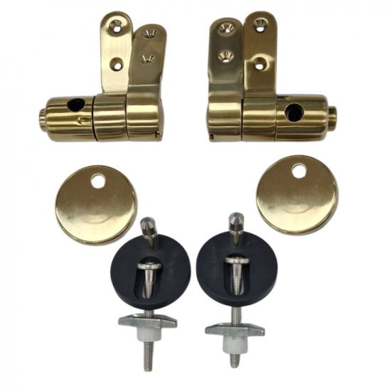 Heritage Solid Wood Soft Close Hinge Set Brushed Brass HY-SS009WN-BB