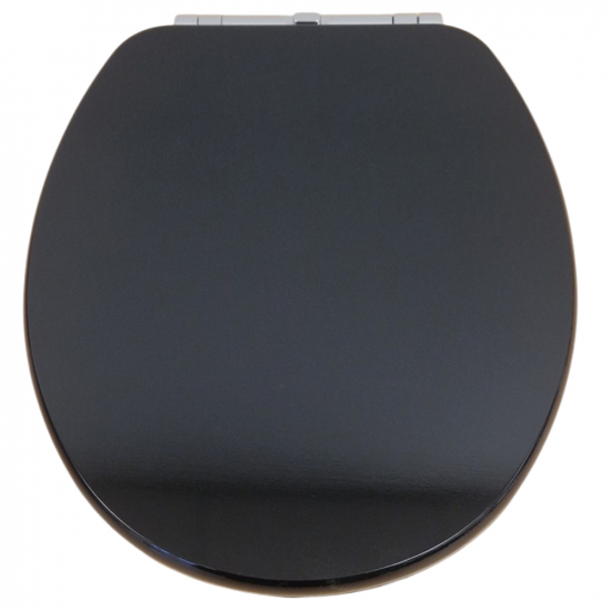 Eastbrook Sherwood Soft Close Toilet Seat & Cover Black With Chrome Hinges Gloss 34.01201