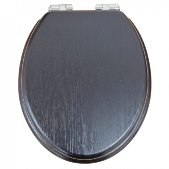 Heritage Bathrooms Soft Close Quick Release Toilet Seat & Cover Black With Chrome Hinges TSBLA101SC