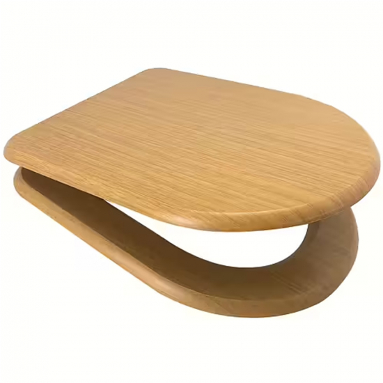 EuroShowers D Shape Soft Close Quick Release MDF Wood Toilet Seat & Cover Oak 82792