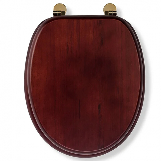 Croydex Mahogany Effect Standard Close Solid Wood Toilet Seat & Cover With Brass Hinges WL515202