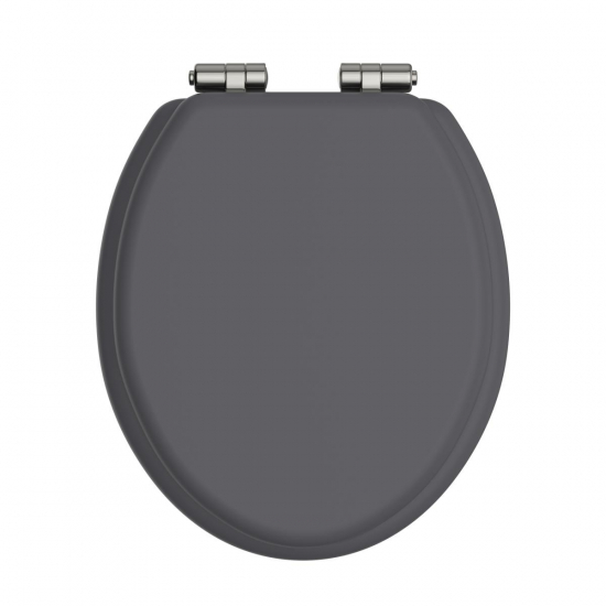 Heritage Bathrooms Soft Close Quick Release Toilet Seat & Cover Graphite With Vintage Gold Hinges TSGRA100SC