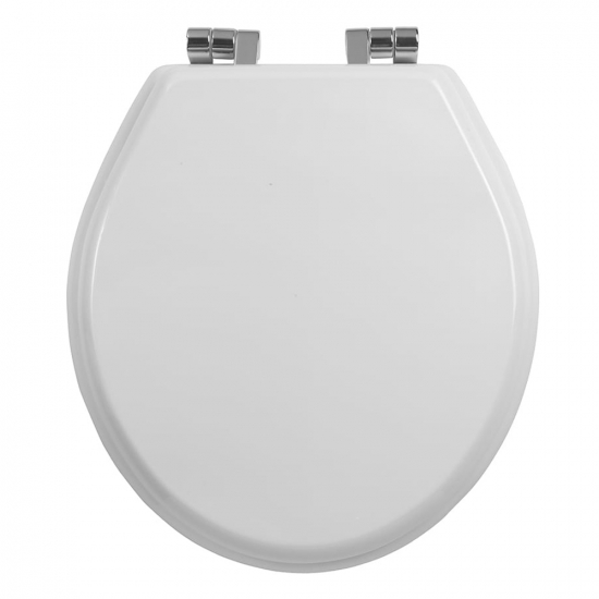 Imperial Bathrooms Astoria Deco Oval Soft Close Toilet Seat & Cover White With Chrome Hinges XX50008110NSB