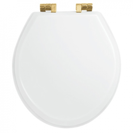 Imperial Bathrooms Astoria Deco Oval Soft Close Toilet Seat & Cover White With Brushed Brass Hinges XX50008610NSB