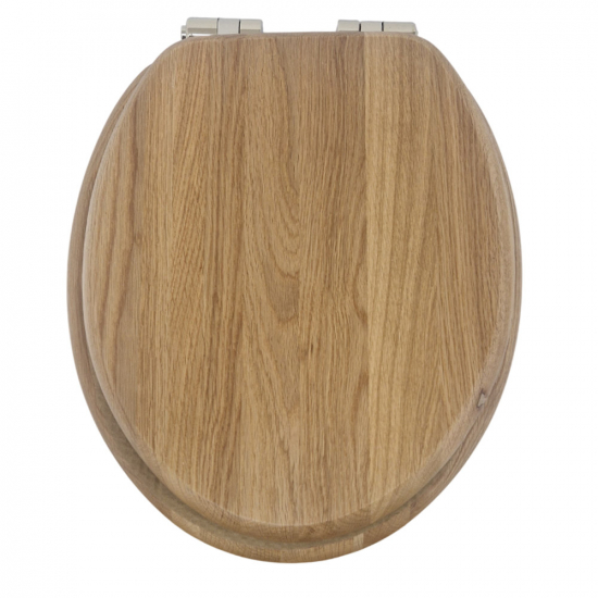 Heritage Bathrooms Soft Close Quick Release Toilet Seat & Cover Oak With Vintage Gold Hinges TSOAK100SC