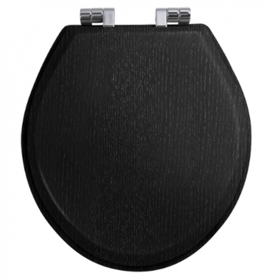 Imperial Bathrooms Astoria Deco Windsor Soft Close Toilet Seat & Cover Matt Black With Chrome Hinges XT50000150NSB