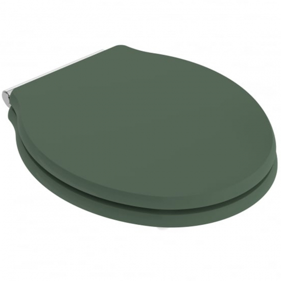 Hudson Reed Chancery Wooden Soft Close Quick Release Toilet Seat & Cover Hunter Green with Chrome Hinge LOS898