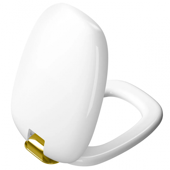 Vitra Plural Soft Close Quick Release Toilet Seat & Cover White With Gold Hinges 126-003-019