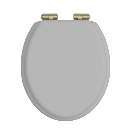 Heritage Bathrooms Soft Close Quick Release Toilet Seat & Cover Dove Grey With Brushed Brass Hinges TSDGR104SC