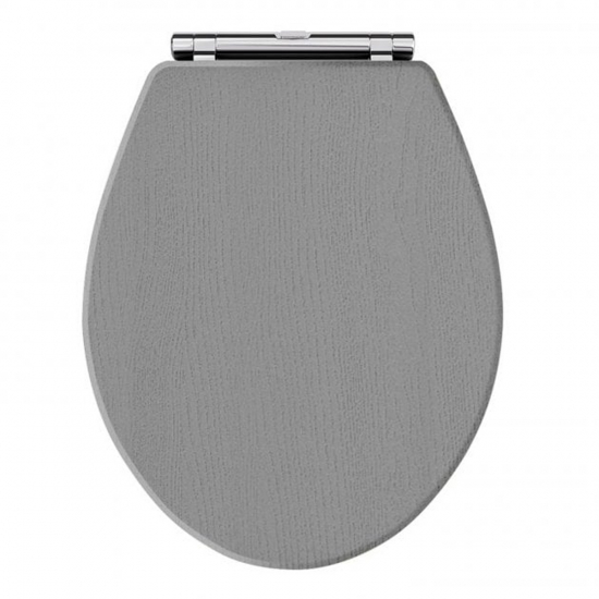 Hudson Reed Richmond Wooden Soft Close Quick Release Toilet Seat & Cover Storm Grey with Chrome Hinge LOS299