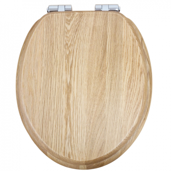 Heritage Bathrooms Soft Close Quick Release Toilet Seat & Cover Oak Finish With Chrome Hinges TSOAK101SC