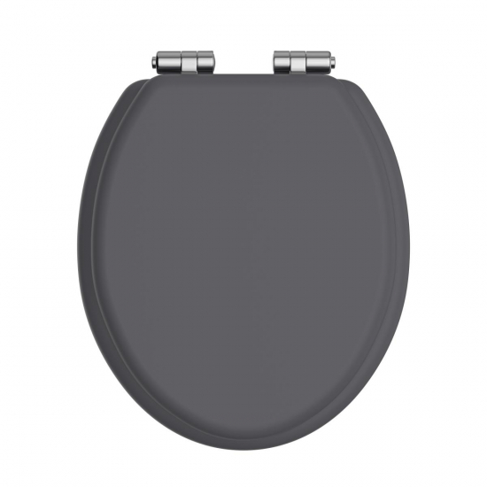 Heritage Bathrooms Soft Close Quick Release Toilet Seat & Cover Graphite With Chrome Hinges TSGRA101SSC