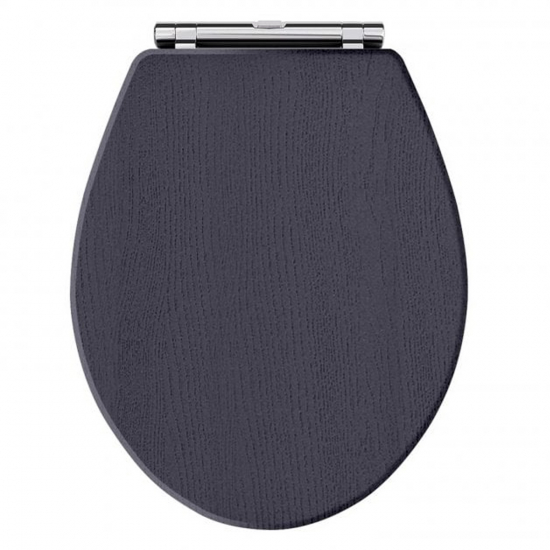 Hudson Reed Richmond Wooden Soft Close Quick Release Toilet Seat & Cover Twilight Blue with Chrome Hinge LOS399