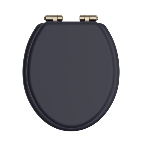 Heritage Bathrooms Soft Close Quick Release Toilet Seat & Cover Maritime Blue With Vintage Gold Hinges TSMID100SC