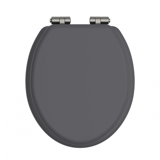 Heritage Bathrooms Soft Close Quick Release Toilet Seat & Cover Graphite With Brushed Nickel Hinges TSGRA103SC