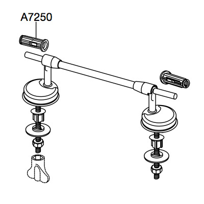 Pressalit Institutional Bar Fixed Hinge Set (Bottom Fix)- BY3999