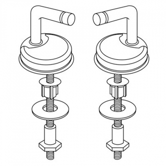 Pressalit 2000 124 Universal Bottom Fix Toilet Seat Hinge Set D07999