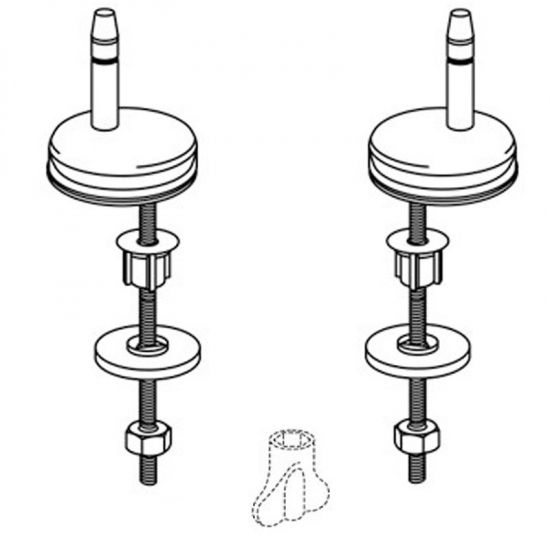 Pressalit Bottom Fix Toilet Seat Hinge Set D72999