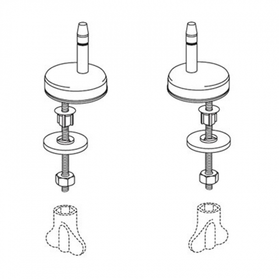 Pressalit Universal Bottom Fix Toilet Seat Toggle Hinge Set D59999