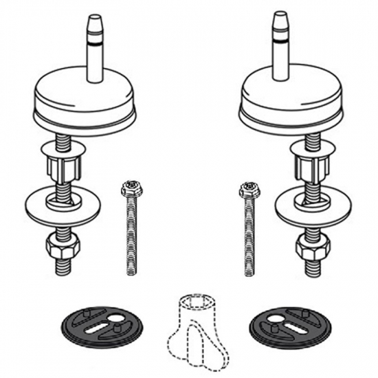 Pressalit Top/Bottom Fix Toilet Seat Hinge Set D78999