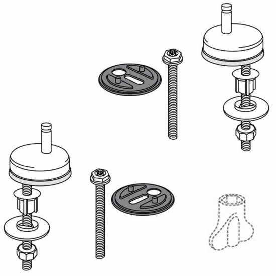 Pressalit Delight 592 Universal Flex Bottom Fix Toilet Seat Hinge Set D09999