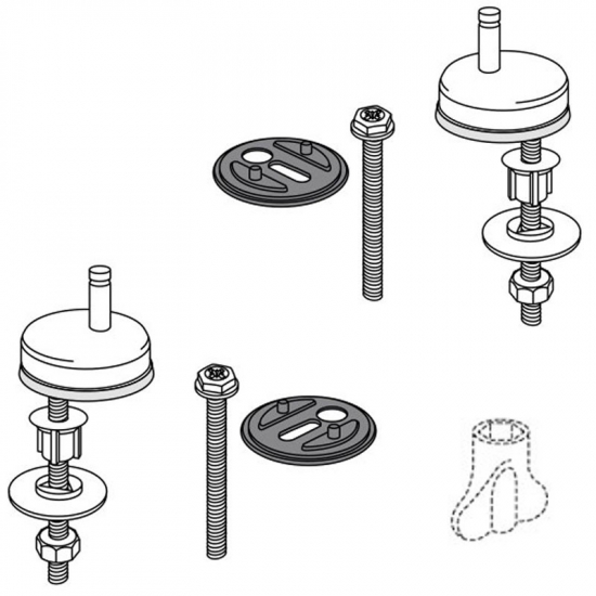 Pressalit Bottom Fix Toilet Seat Hinge Set D09999