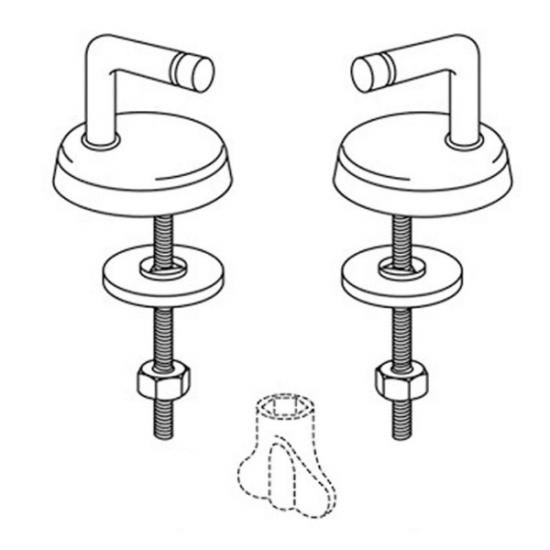 Pressalit Bottom Fix Toilet Seat Hinge Set B47P999