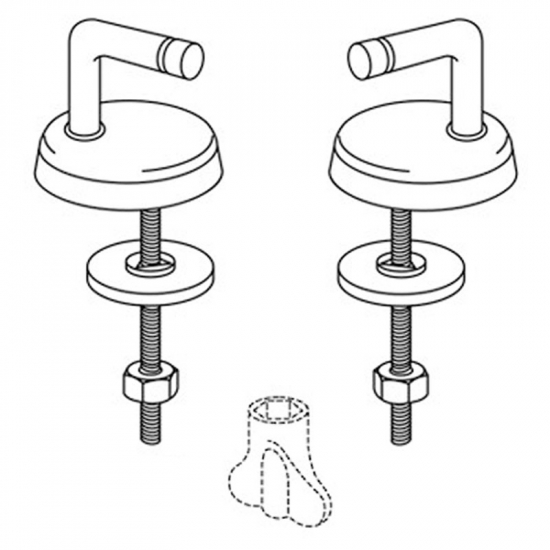 Pressalit Dania 982 Universal Bottom Fix Toilet Seat Hinge Set B47P999