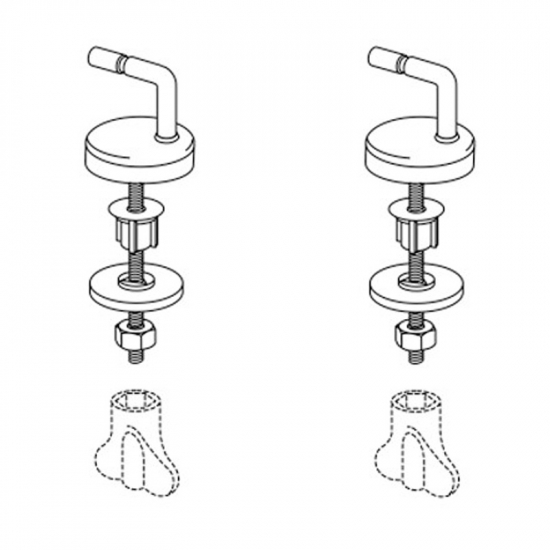 Pressalit Bottom Fix Toilet Seat Hinge Set UN9999