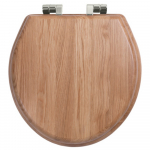Imperial Bathrooms Astoria Deco Windsor Soft Close Toilet Seat & Cover Natural Oak With Polished Nickel Hinges XT50000320NSB