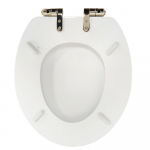 Heritage Bathrooms Soft Close Quick Release Toilet Seat & Cover White Gloss With Vintage Gold Hinges TSWGL100SC