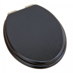 Heritage Bathrooms Soft Close Quick Release Toilet Seat & Cover Black With Brushed Brass Hinges TSBLA104SC