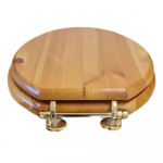 Choice Solid Wood Standard Close Toilet Seat & Cover Antique Pine With Gold Hinges CH.506340