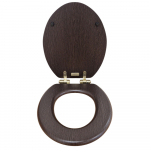 Heritage Bathrooms Soft Close Quick Release Toilet Seat & Cover Walnut With Brushed Brass Hinges TSWAL104SSC