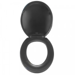 Celmac Emerald Standard Close Toilet Seat & Cover With Plastic Bottom Fix Hinge Black SEM11BL